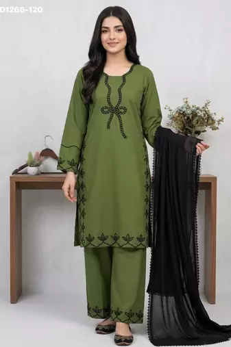 Green rayon embroidered kurta-sets