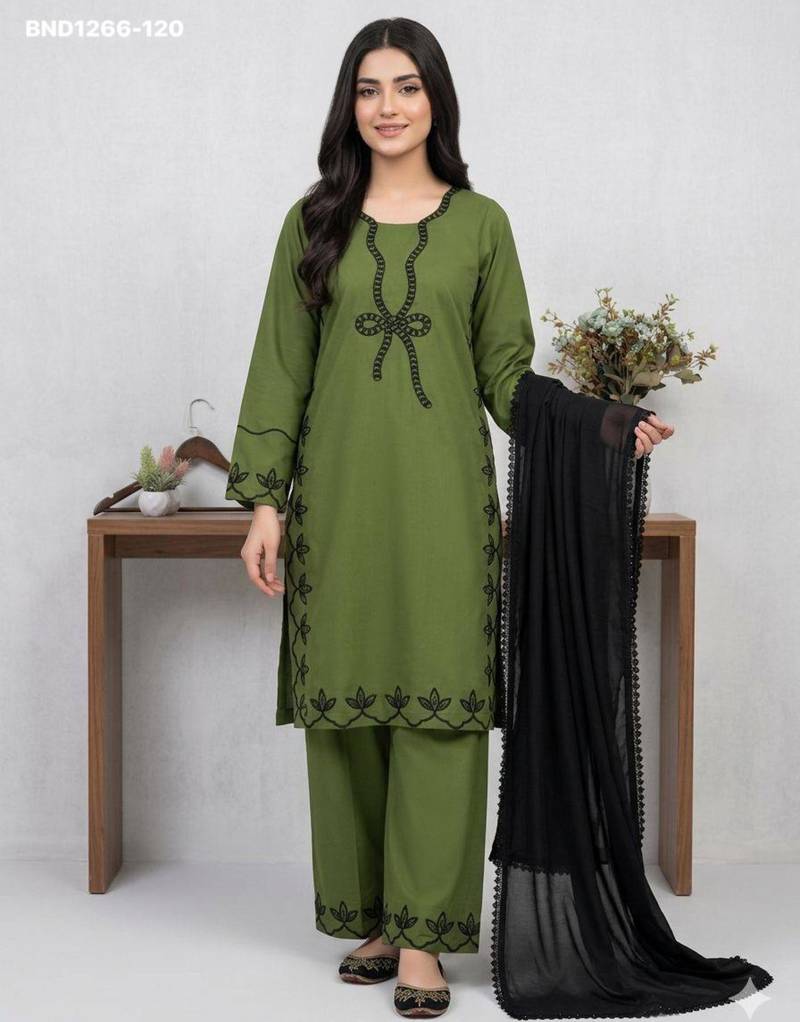 Green rayon embroidered kurta-sets