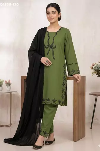 Green rayon embroidered kurta-sets