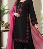 Black rayon embroidered kurta-sets