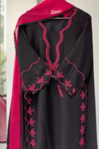 Black rayon embroidered kurta-sets