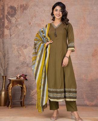 Cotton anarkali kurti-pant-dupatta set 2
