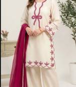 White rayon embroidered kurta-sets