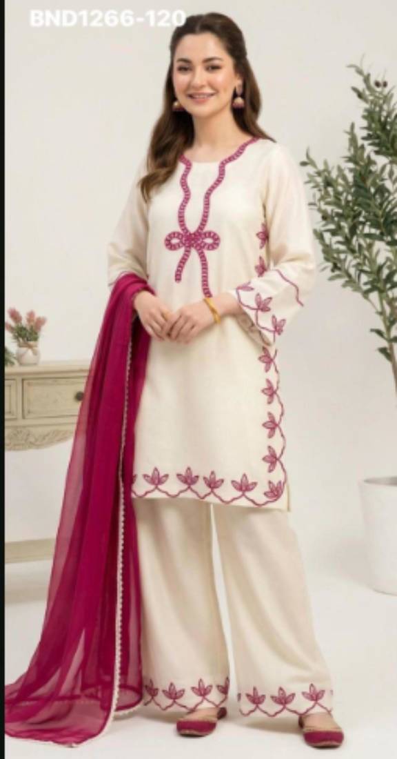 White rayon embroidered kurta-sets