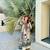 White silk blend printed kurta-sets