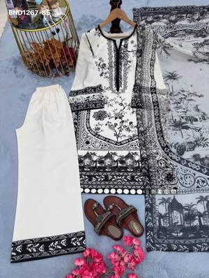 White silk blend printed kurta-sets 3