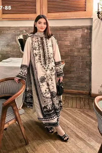 White silk blend printed kurta-sets
