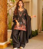 Black crepe printed kurta-sets