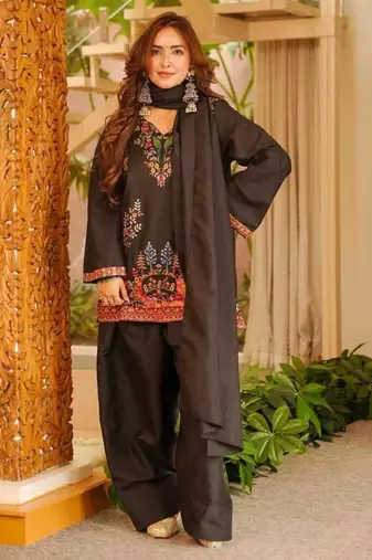 Black crepe printed kurta-sets