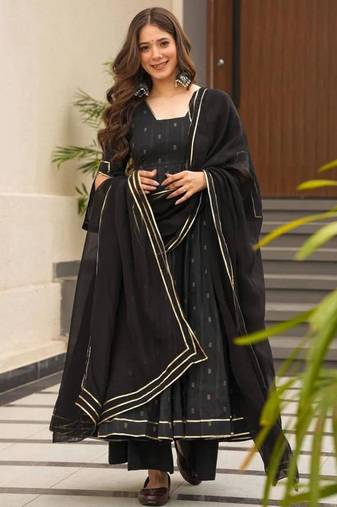 Black georgette printed kurta-sets