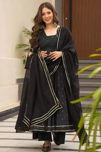 Black georgette printed kurta-sets