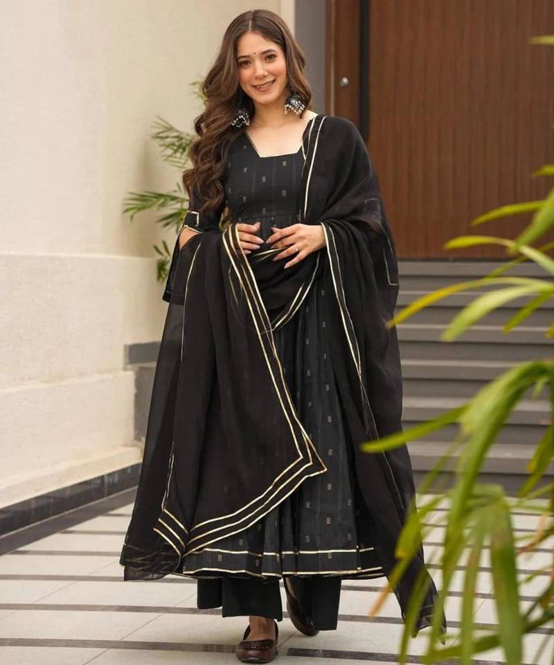 Black georgette printed kurta-sets