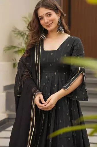 Black georgette printed kurta-sets