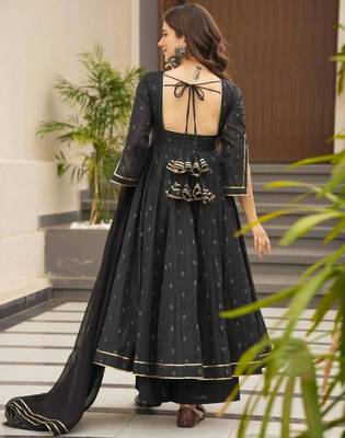 Black georgette printed kurta-sets 3