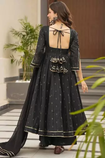 Black georgette printed kurta-sets