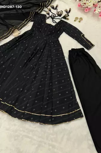Black georgette printed kurta-sets