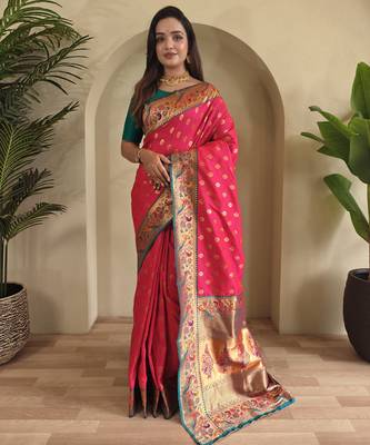 Pink color silk blend saree 2