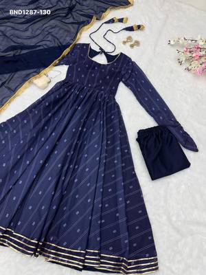 Navy-blue georgette printed kurta-sets 3
