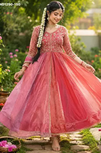 Pink silk blend embroidered kurta-sets