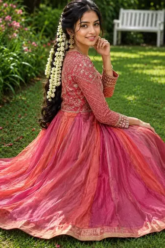 Pink silk blend embroidered kurta-sets