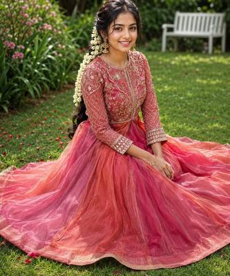 Pink silk blend embroidered kurta-sets 4