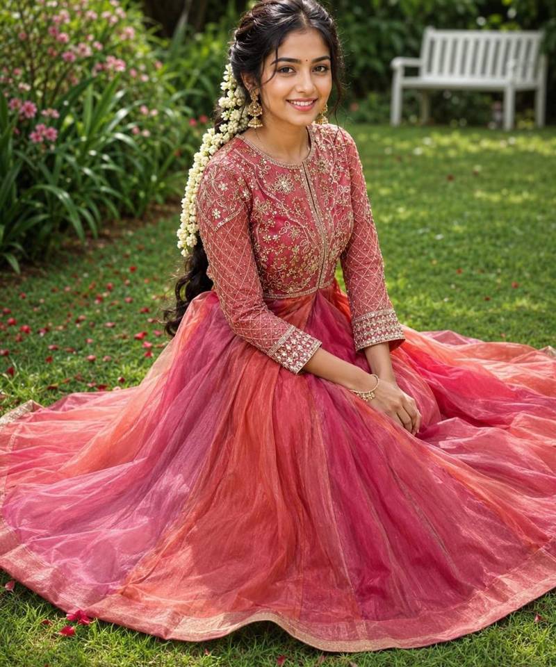Pink silk blend embroidered kurta-sets