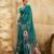Sea green color georgette fabric floral printed trendy girlie looks saree