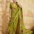 Parrot green color georgette fabric floral printed trendy girlie looks saree
