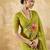Parrot green color georgette fabric floral printed trendy girlie looks saree
