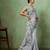Grey color beautiful printed georgette fabric saree with sparkle work