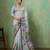 Grey color beautiful printed georgette fabric saree with sparkle work