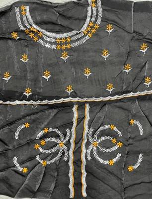 Gold color fendy satin beautiful rich feel ceremonial looks saree 5