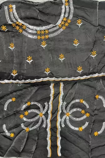 Gold color fendy satin beautiful rich feel ceremonial looks saree