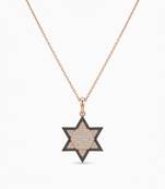 925 Sterling Silver Star of David Rose Gold Plated  Pendant  Necklace Set 