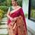 Maroon silk blend saree with meenakari motifs