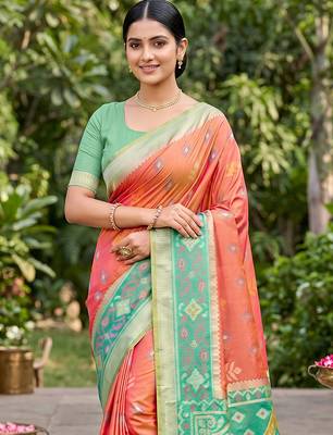 Mustard color soft silk fabric woven designer partywear saree 3