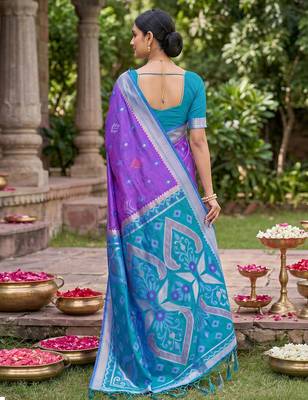 Purple color soft silk fabric woven designer partywear saree 2