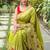 Pista silk blend saree with meenakari motifs