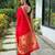 Red silk blend saree with meenakari motifs