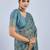 Blue color stylish ajrak printed traditional chiffon fabric saree
