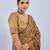 Yellow color stylish ajrak printed traditional chiffon fabric saree