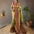 Pista green style silk blend zari weaving contrust border saree with blouse