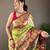 Pista green style silk blend zari weaving contrust border saree with blouse