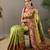 Pista green style silk blend zari weaving contrust border saree with blouse