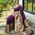 Wine silk blend saree with meenakari motifs