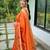 Orange silk blend saree with meenakari motifs