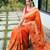 Orange silk blend saree with meenakari motifs