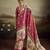 Peach color jacquard silk fabric fabric beautiful floral print saree