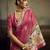 Peach color jacquard silk fabric fabric beautiful floral print saree
