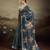 Blue color jacquard silk fabric fabric beautiful floral print saree